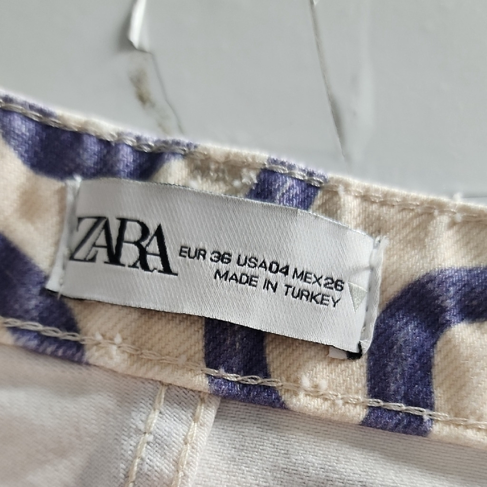 Sara Blue and Cream Patterned Trousers - Picture 7 of 9